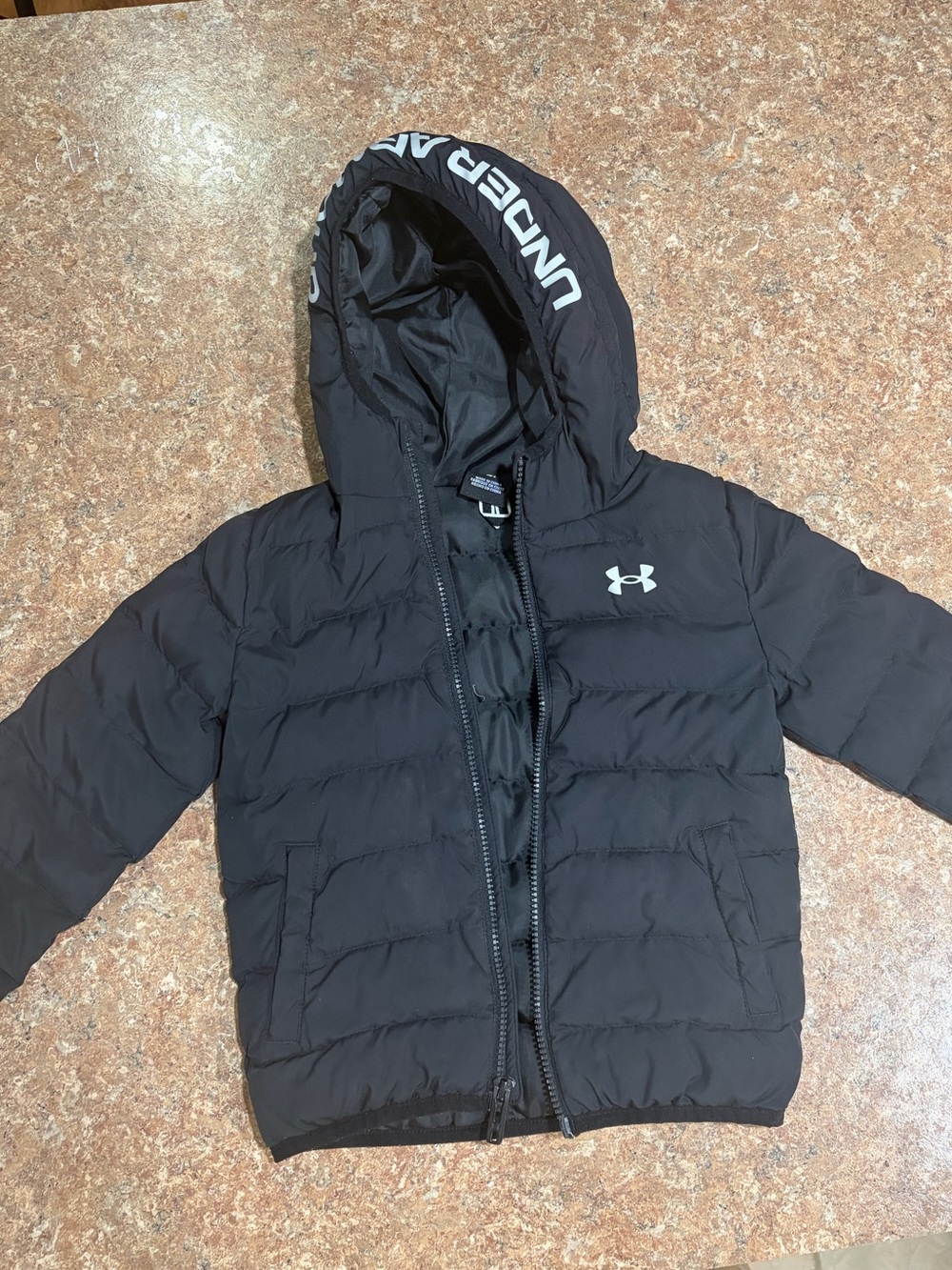 Under Armour Black Quilted Puffer Jacket with Hood